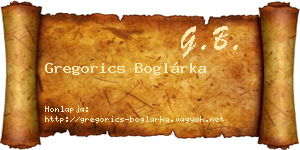 Gregorics Boglárka névjegykártya